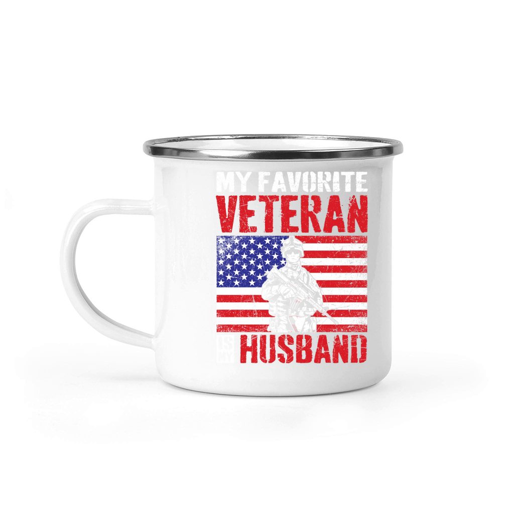 my favorite veteran is my husband 02 Camping Mug