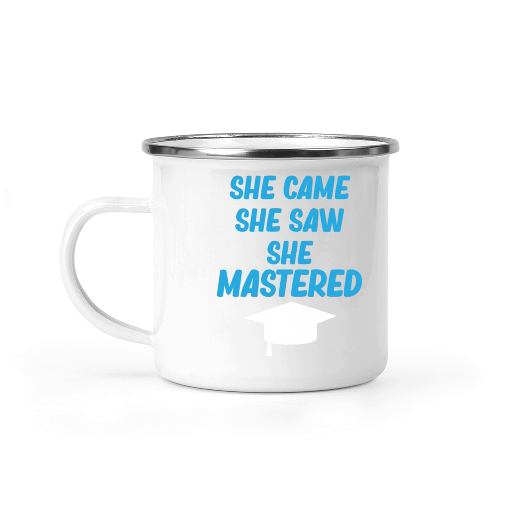 She Came She Saw She Mastered Education Bachelor Camping Mug