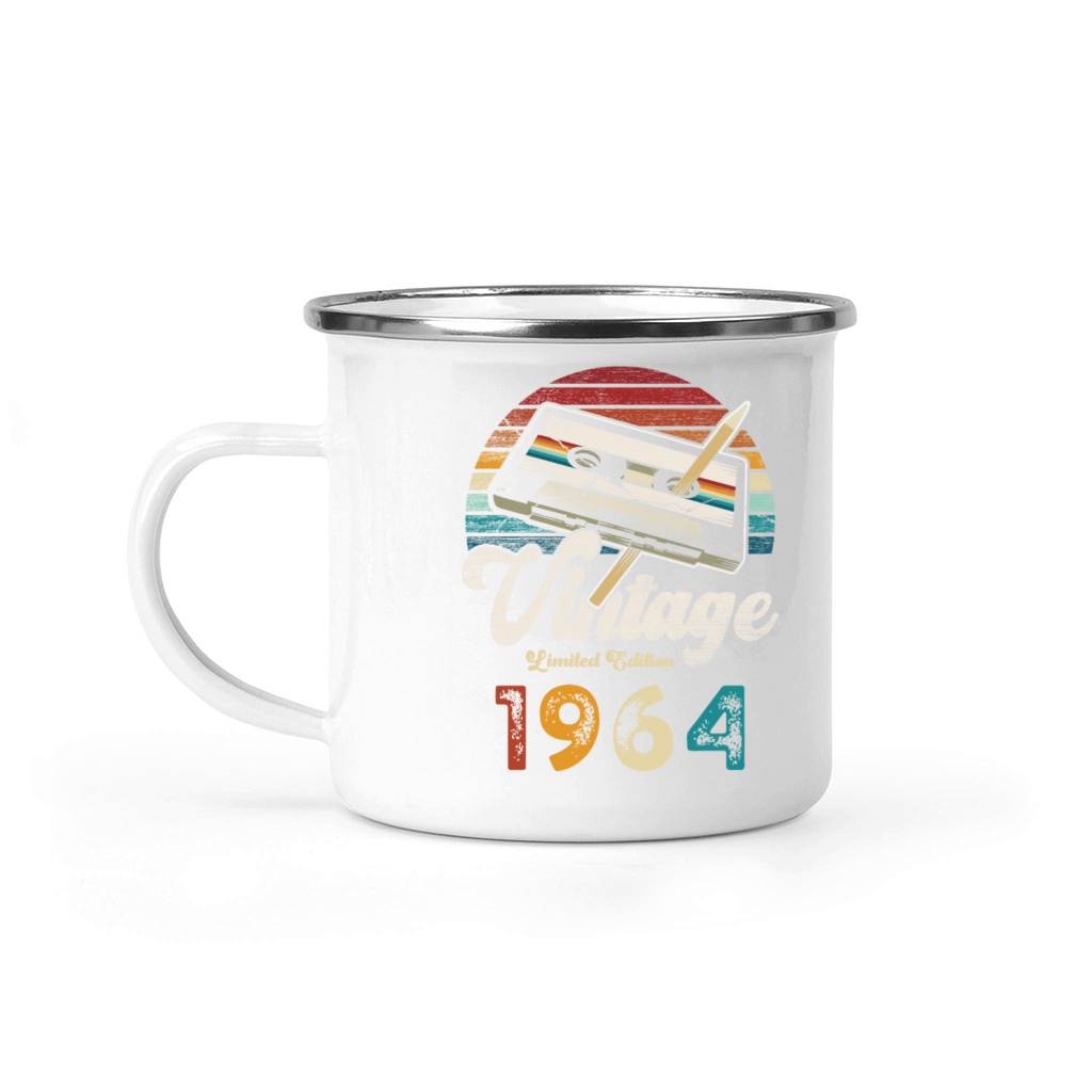 Vintage 1964 Birthday Cassette Pencil Camping Mug