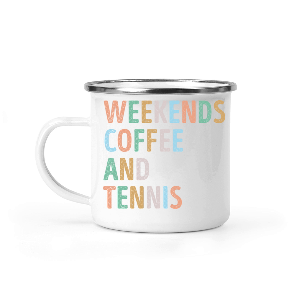 Weekends Coffee and Tennis Mom Camping Mug