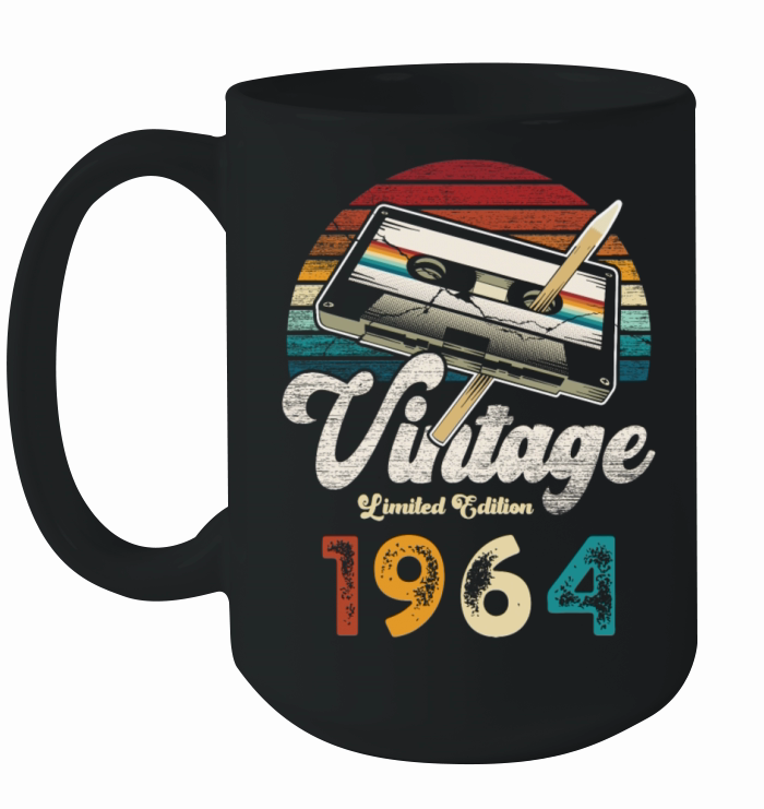 Vintage 1964 Birthday Cassette Pencil Ceramic Mug