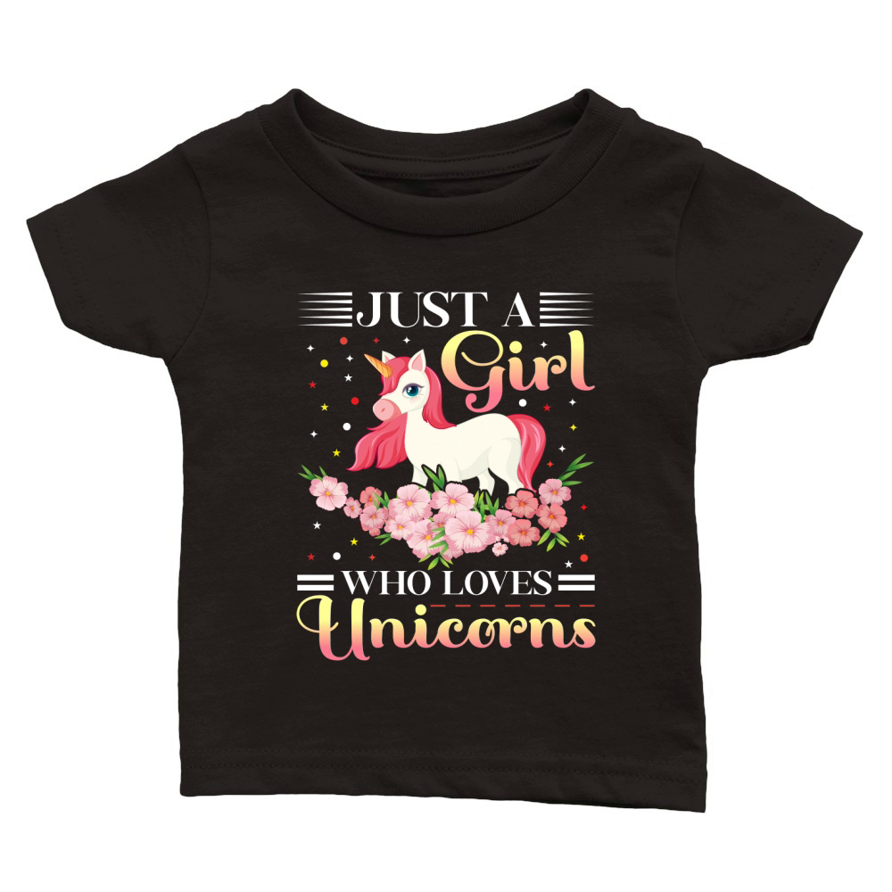 Just a Girl Who Loves Unicorns Classic Baby Crewneck T-shirt