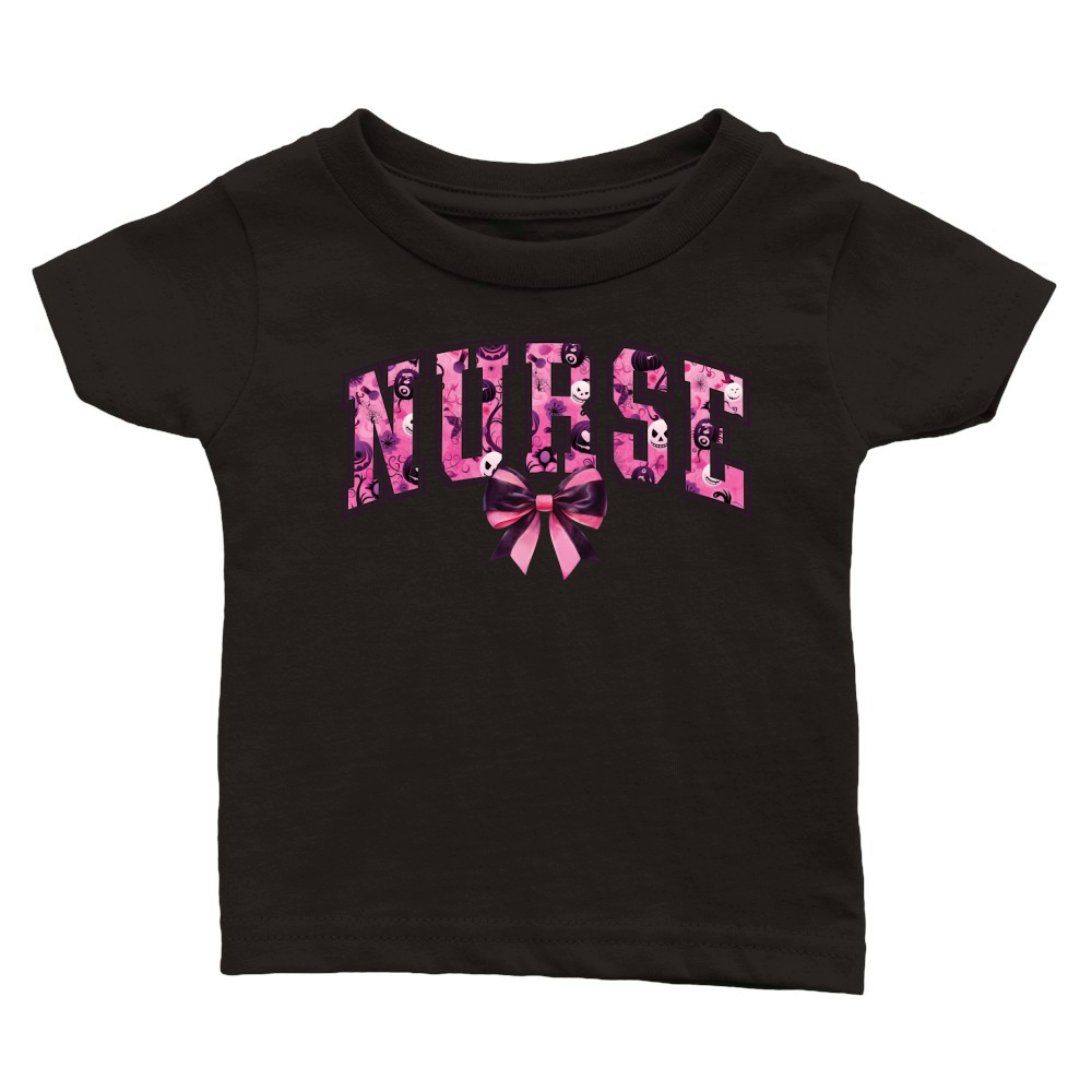 NursePinkHalloweenCoquette PNG Classic Baby Crewneck T-shirt