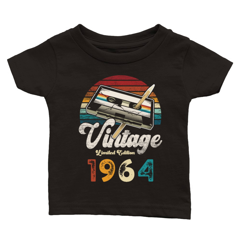 Vintage 1964 Birthday Cassette Pencil Classic Baby Crewneck T-shirt