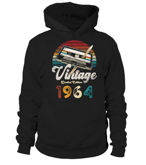 Vintage 1964 Birthday Cassette Pencil Hoodie Unisex