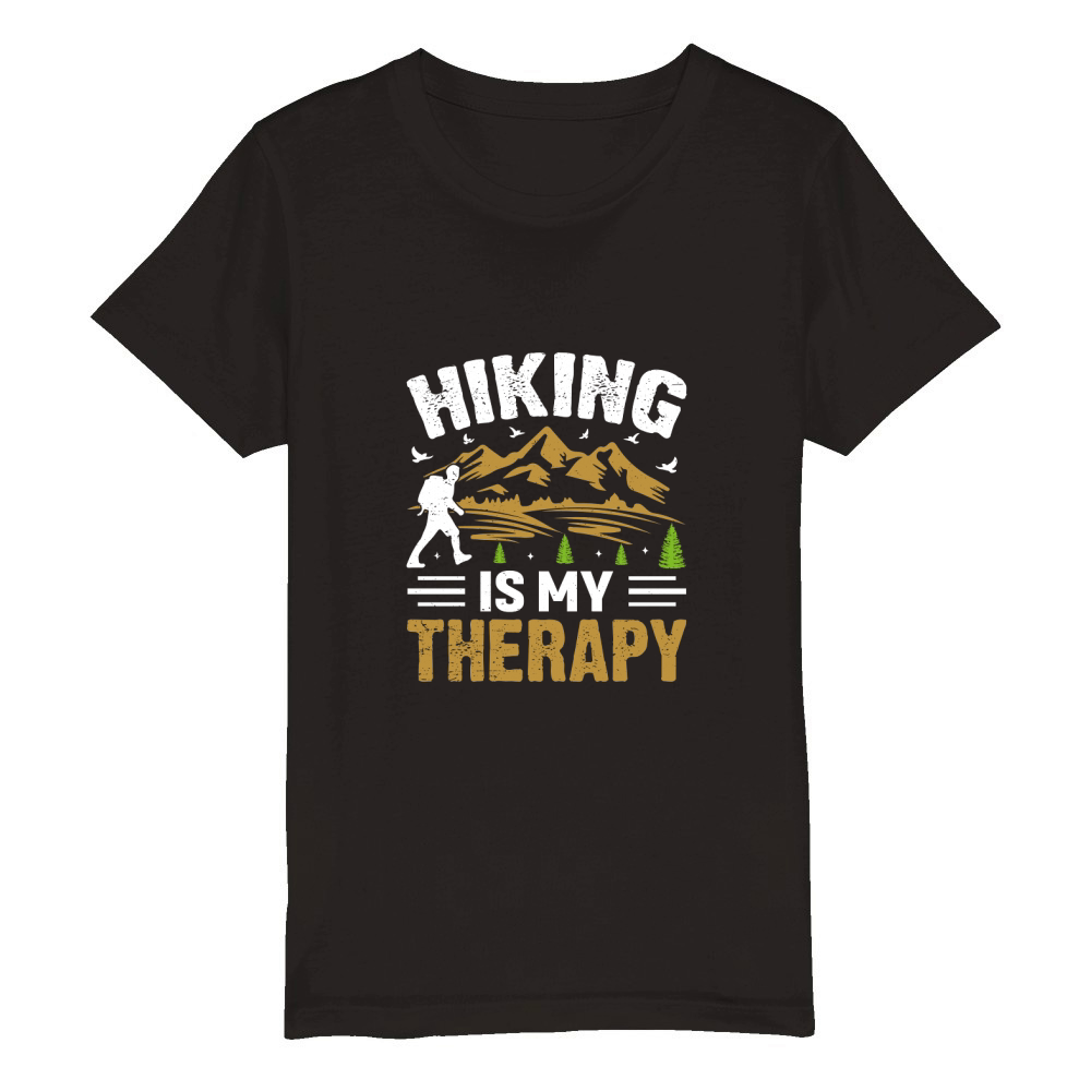 HIKING IS MY THERAPY Organic Kids Crewneck T-shirt