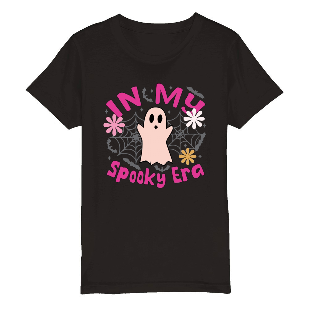 In My Spooky Era Pink Halloween Spider Organic Kids Crewneck T-shirt