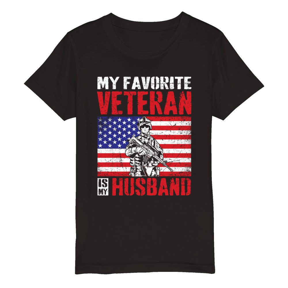 my favorite veteran is my husband 02 Organic Kids Crewneck T-shirt