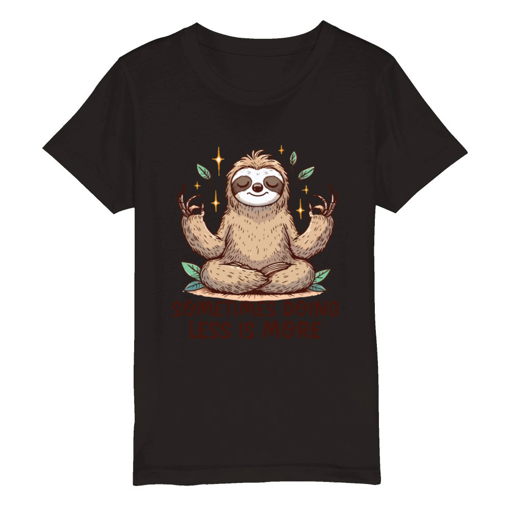 Sometimes doing less is more Funny Sloth meditatio Organic Kids Crewneck T-shirt