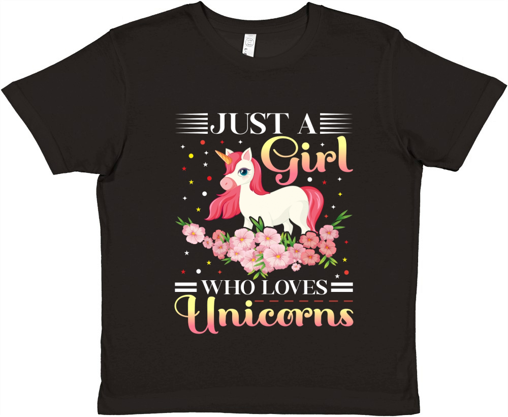 Just a Girl Who Loves Unicorns Premium Kids Crewneck T-shirt