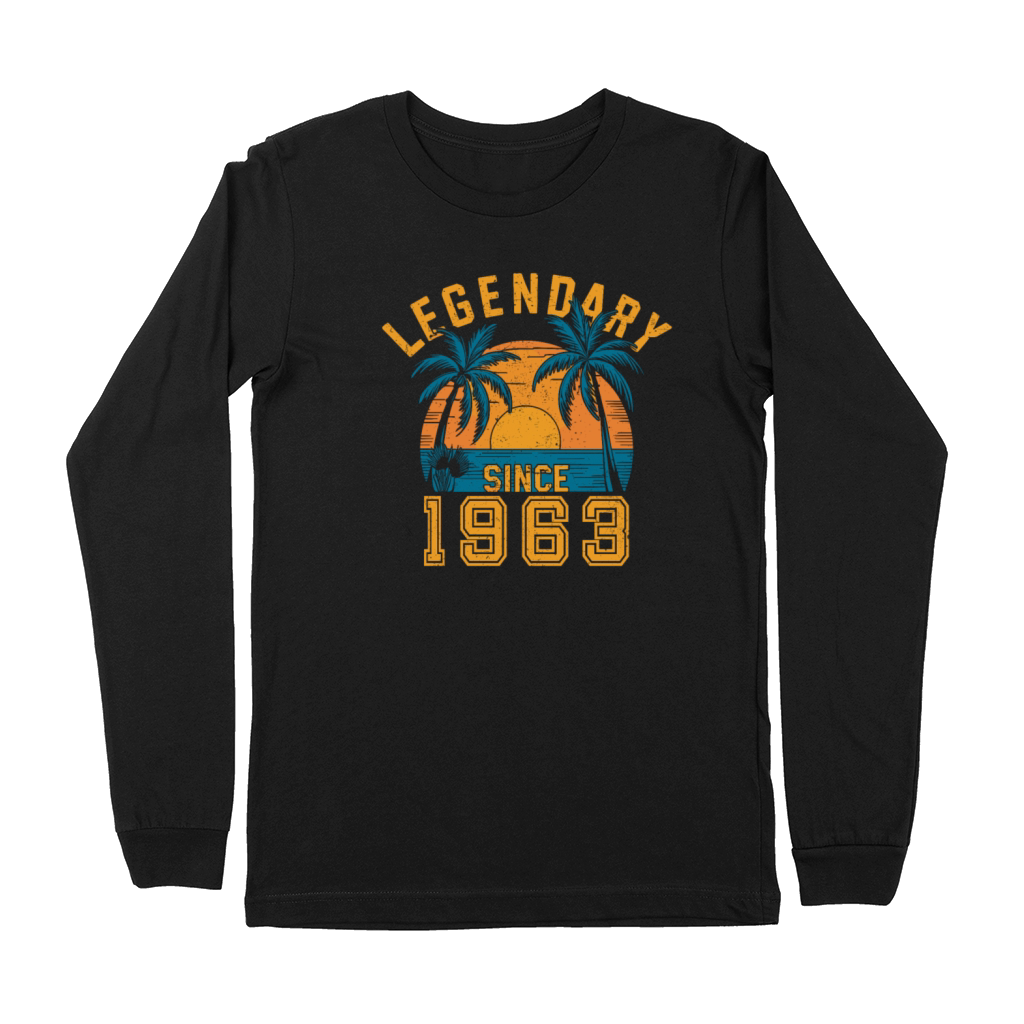Legendary Since 1963 Birthday Sunset Retro Palm Premium Long Sleeve