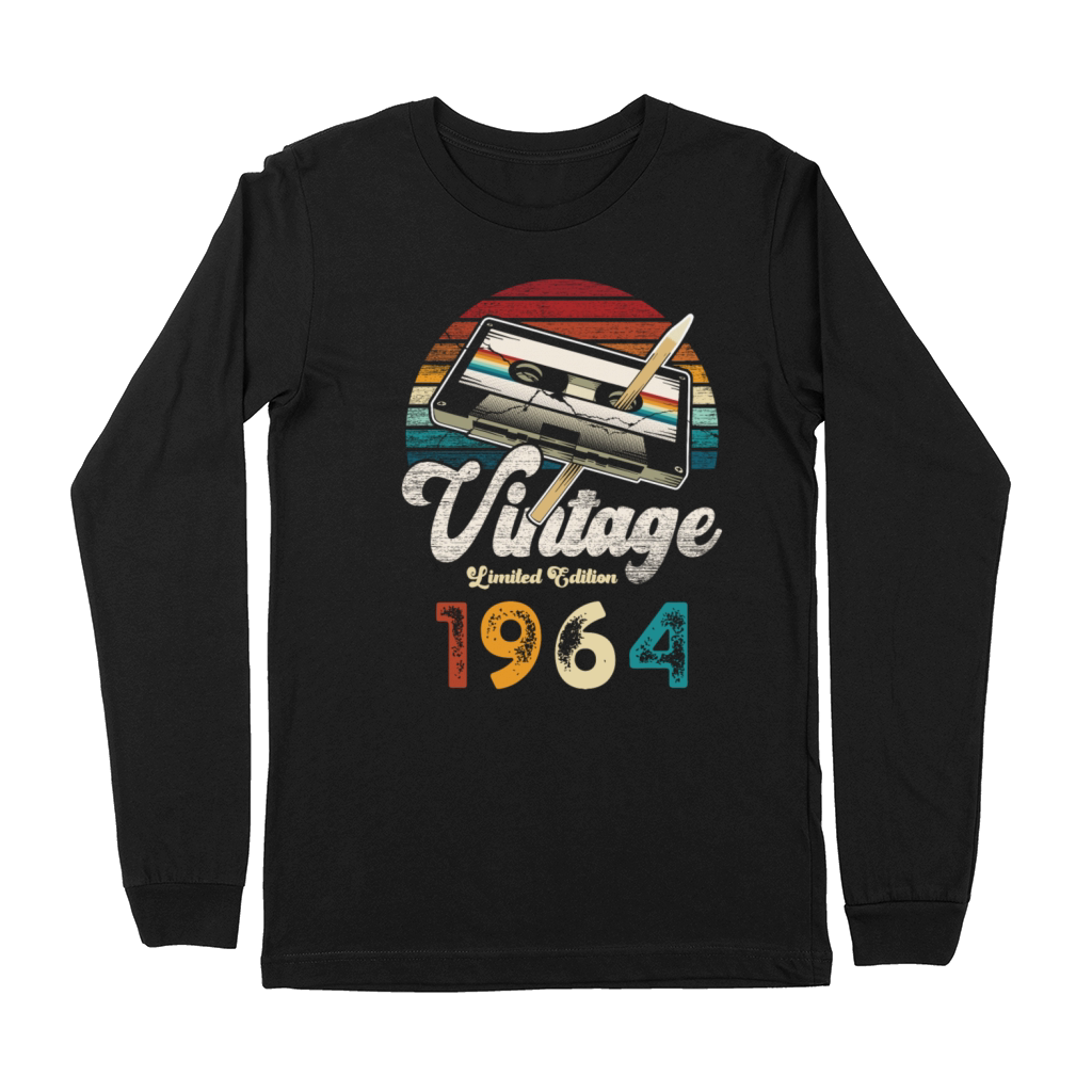 Vintage 1964 Birthday Cassette Pencil Premium Long Sleeve