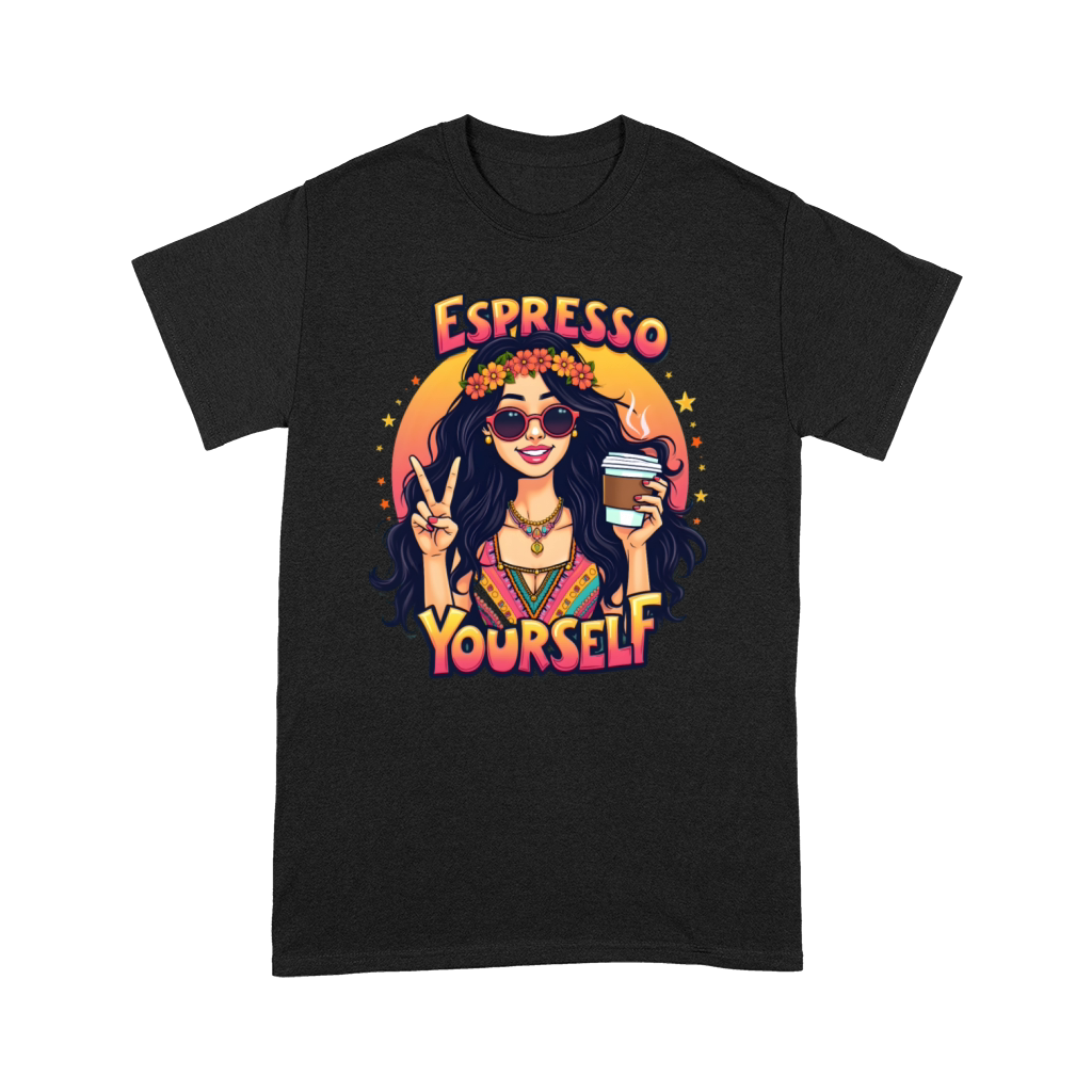 Hippie Girl - Espresso Yourself Retro Coffee Art Premium T-shirt
