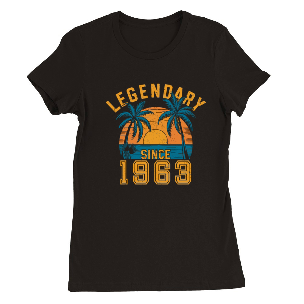 Legendary Since 1963 Birthday Sunset Retro Palm Premium Womens Crewneck T-shirt