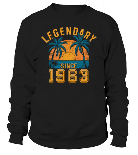 Legendary Since 1963 Birthday Sunset Retro Palm Sweatshirt Unisex