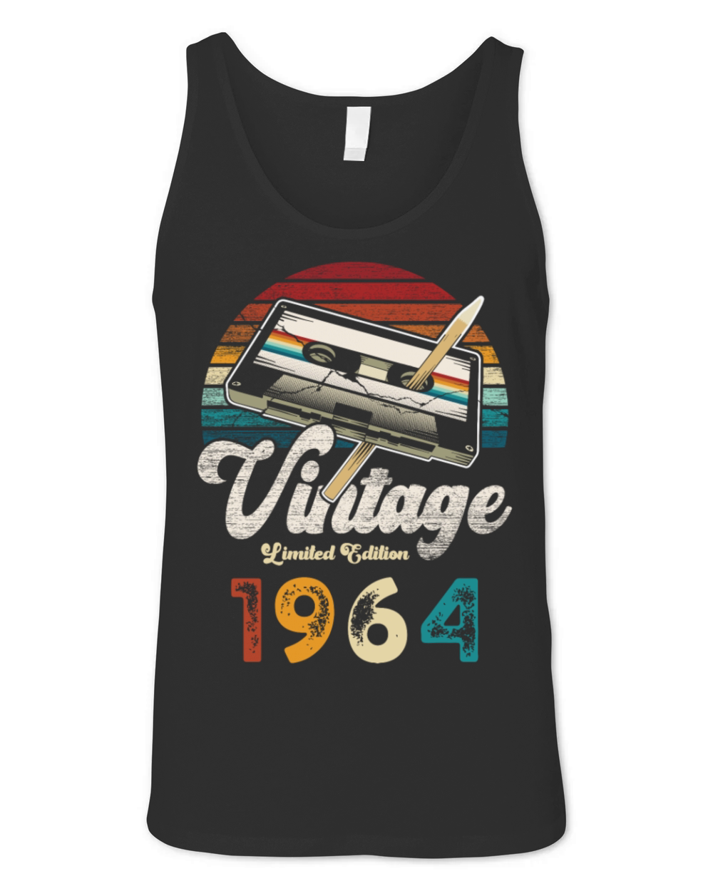 Vintage 1964 Birthday Cassette Pencil Unisex Jersey Tank