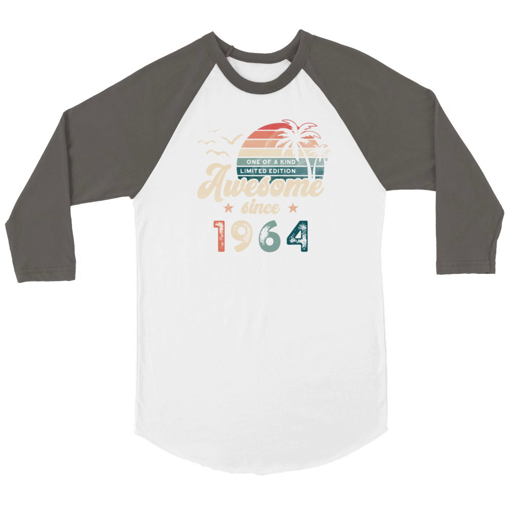 Birthday 1964 Palm Trees Unisex ¾ sleeve Raglan T-shirt