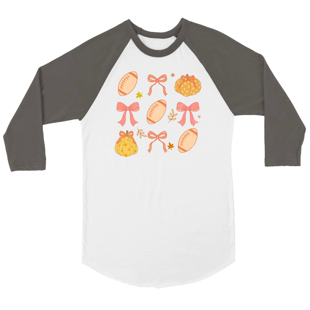 Fall Football Pumpkins Unisex ¾ sleeve Raglan T-shirt