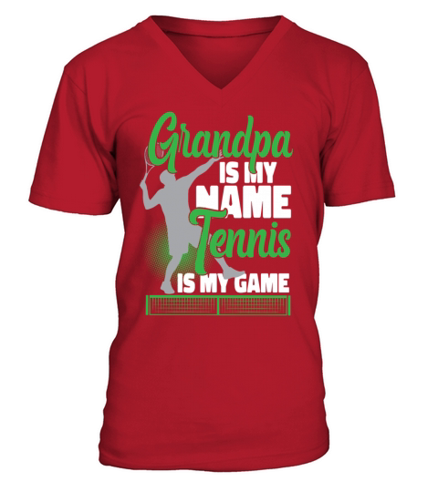 Funny Tennis Player Racket Grandpa V-Neck T-shirt