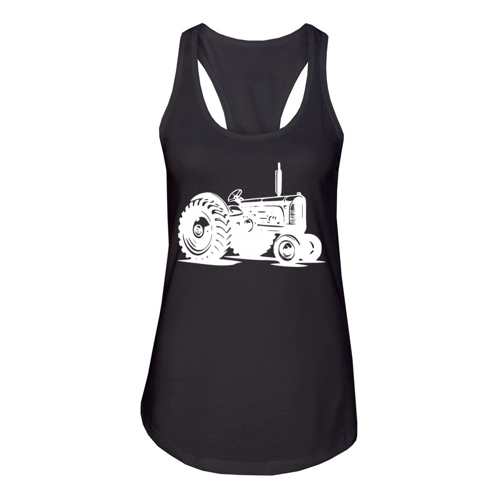 Field Tractor Vintage Agricultural Machinery Women's Racerback Tank
