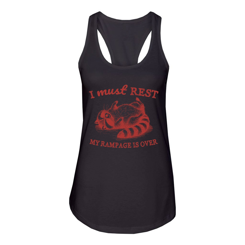 Raccoon weird sleeping L Red Women's Racerback Tank