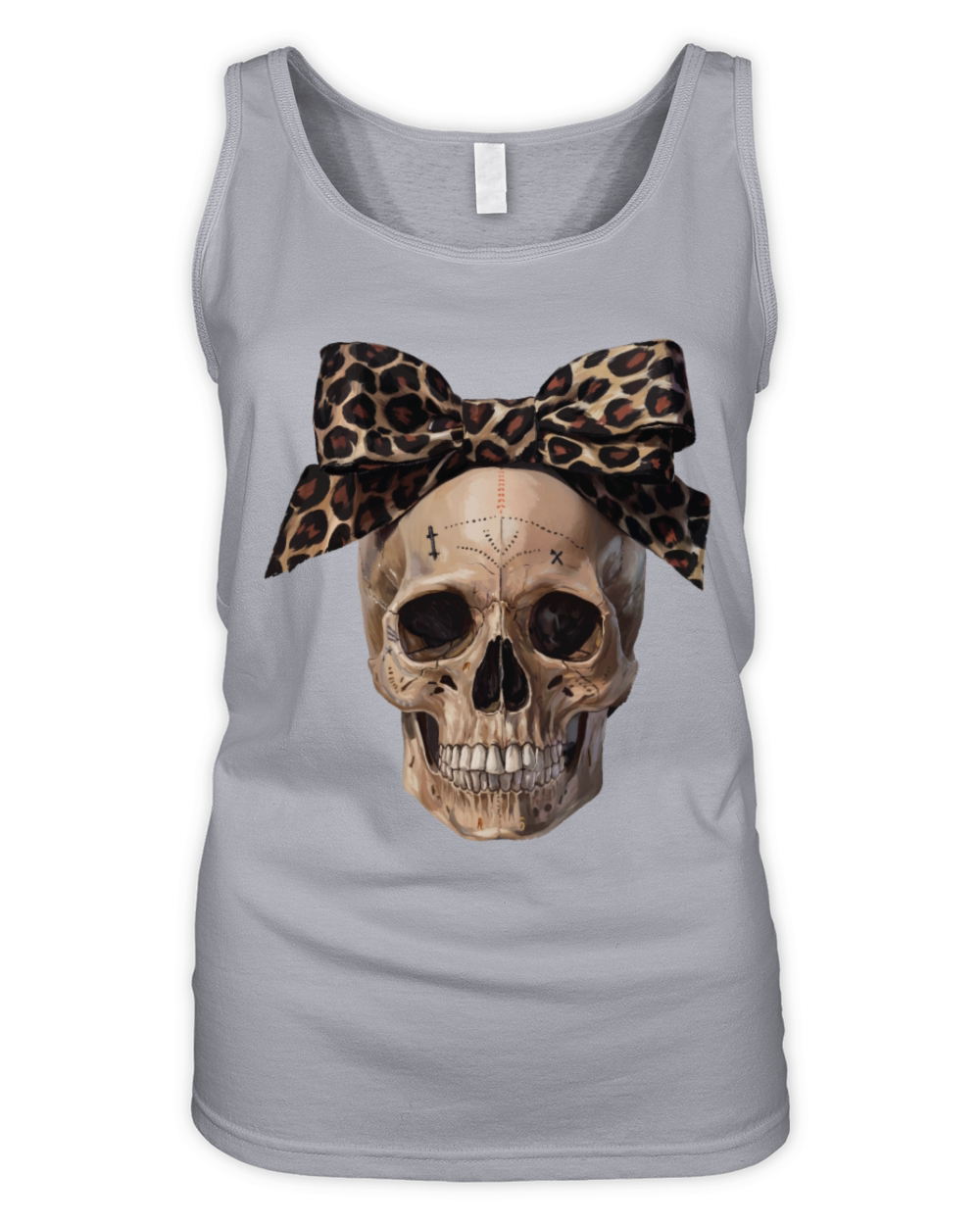 Leopard Bow Skull Art - Edgy Vintage Design Organic Women's Tank Top