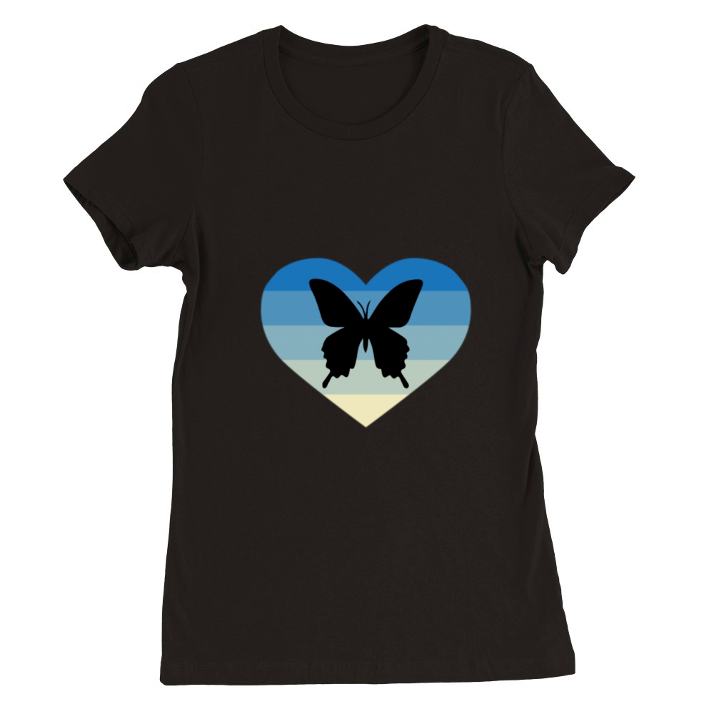 I Love Butterfly Silhouette Premium Womens Crewneck T-shirt