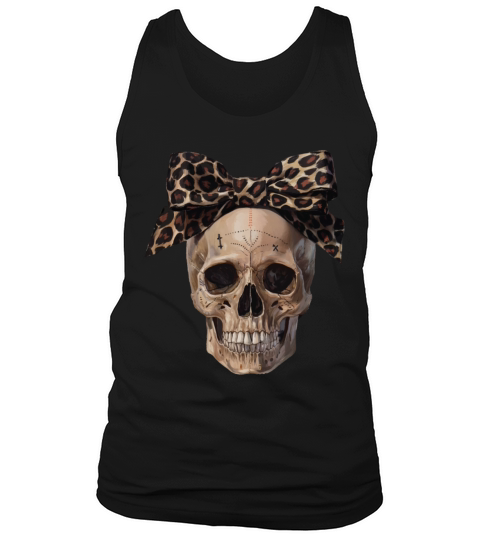 Leopard Bow Skull Art - Edgy Vintage Design Tank Top Unisex