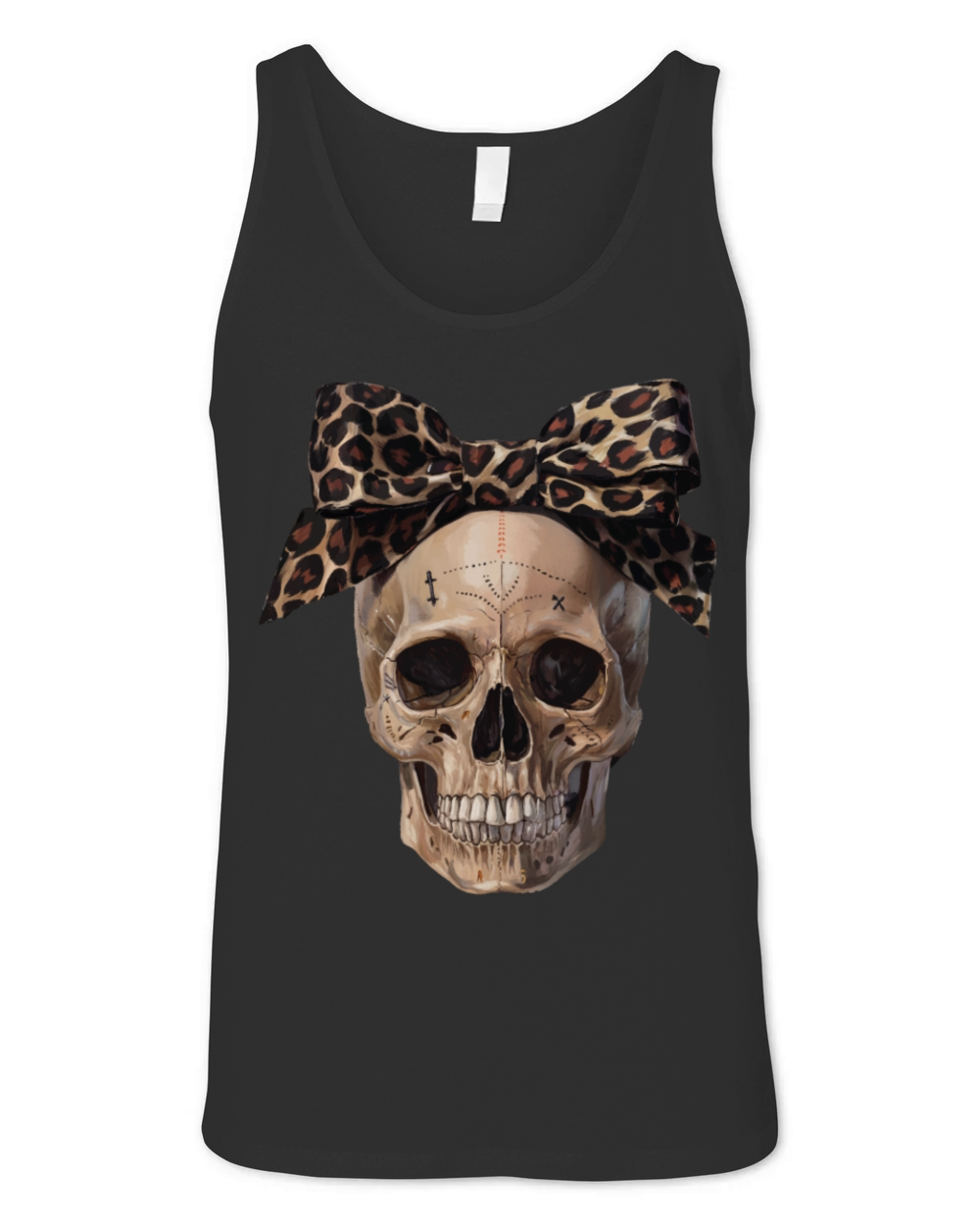 Leopard Bow Skull Art - Edgy Vintage Design Unisex Jersey Tank