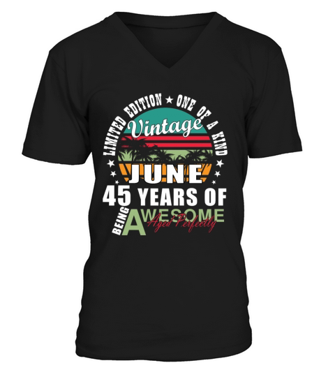 45th birthday 45 years June 1979 V-Neck T-shirt