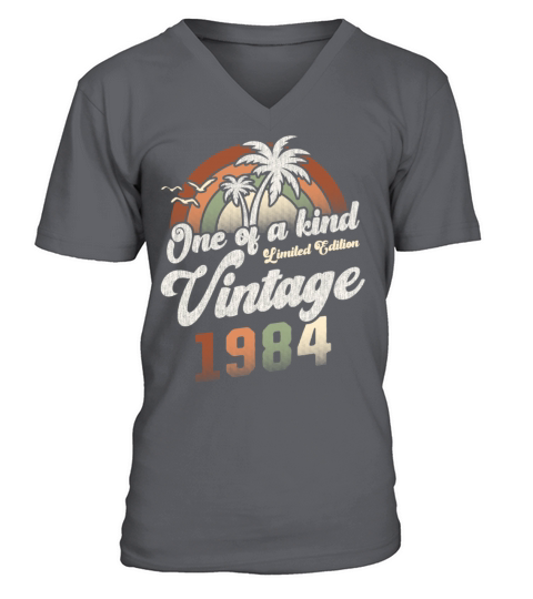 Vintage 1984 Birthday Palm Trees V-Neck T-shirt
