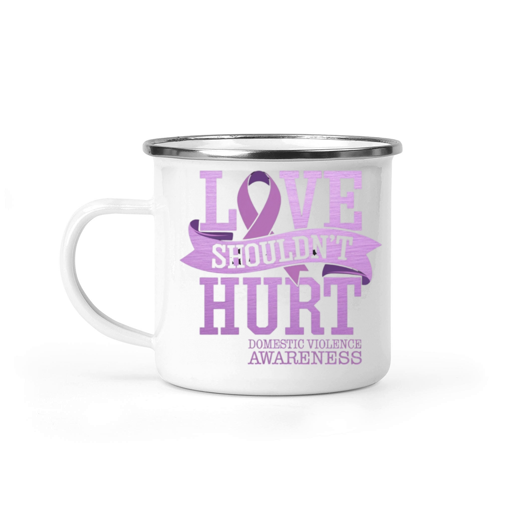 Love Shouldnt Hurt Domestic Violence Awareness Camping Mug