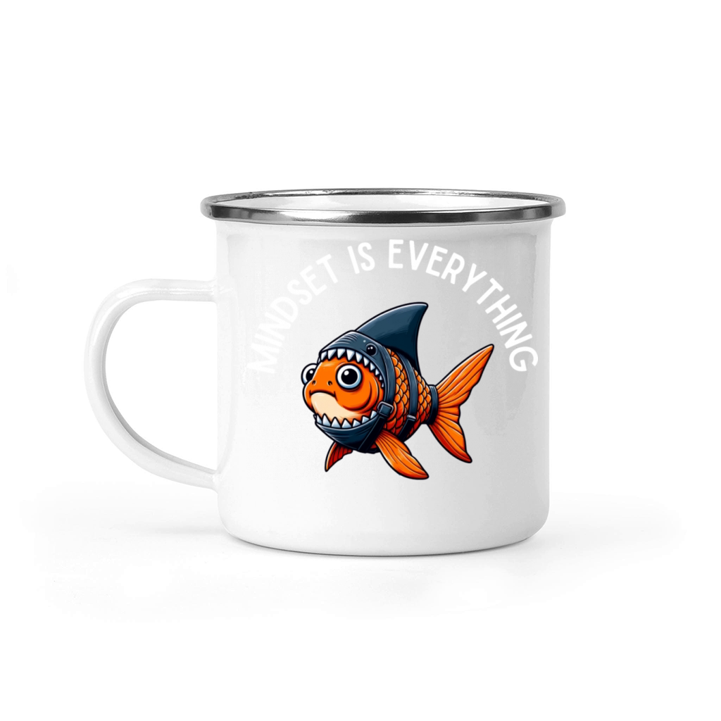 Mindset Motivational quote Cute Goldfish Shark Camping Mug