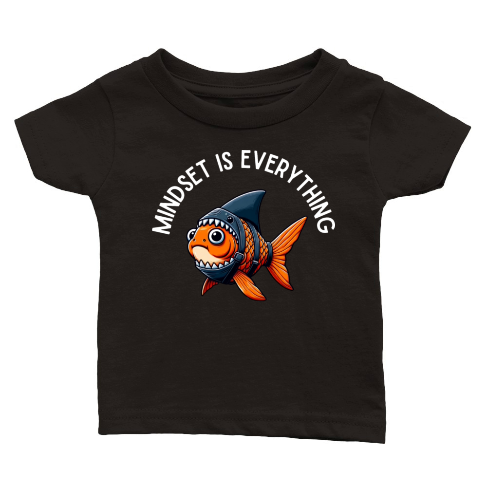 Mindset Motivational quote Cute Goldfish Shark Classic Baby Crewneck T-shirt