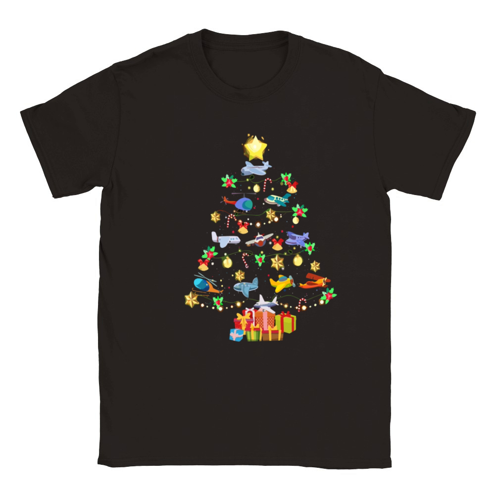 Airplane Christmas Tree Classic Kids Crewneck T-shirt