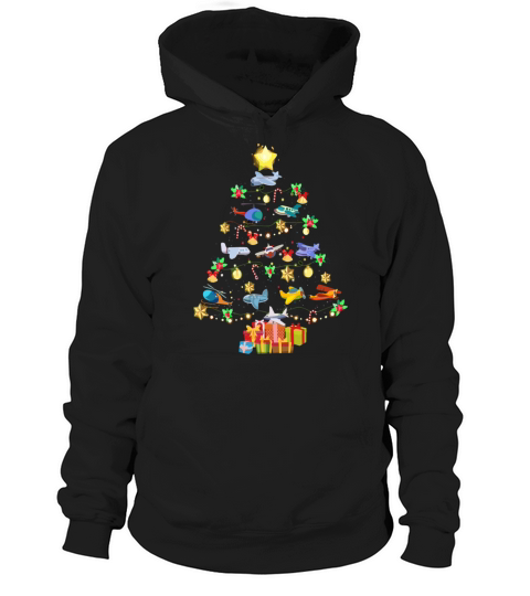 Airplane Christmas Tree Hoodie Unisex