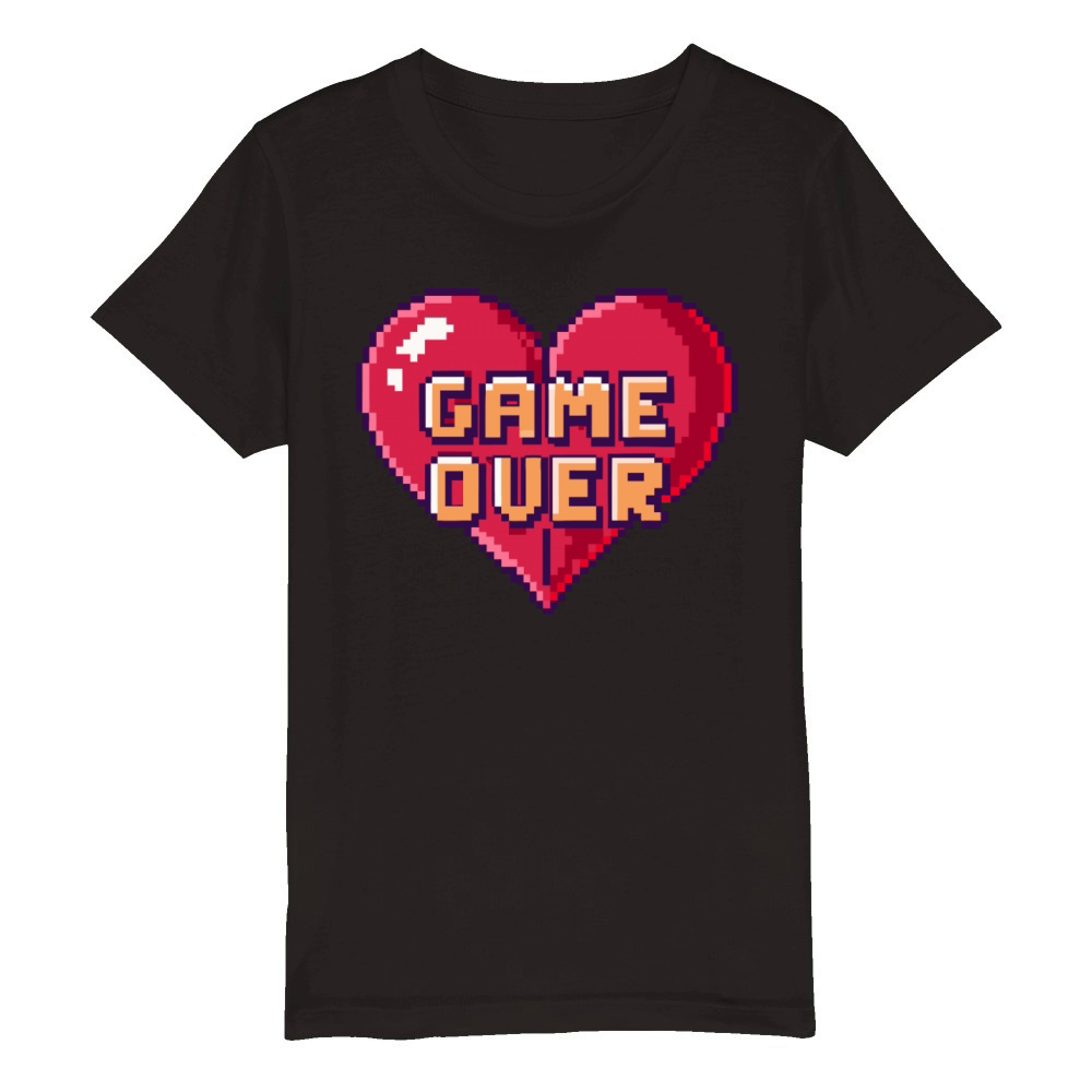 game over Heart pixel Organic Kids Crewneck T-shirt