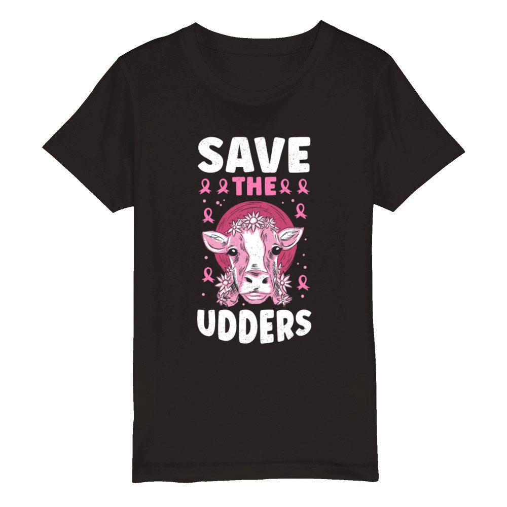 Save The Udders Breast Cancer Organic Kids Crewneck T-shirt