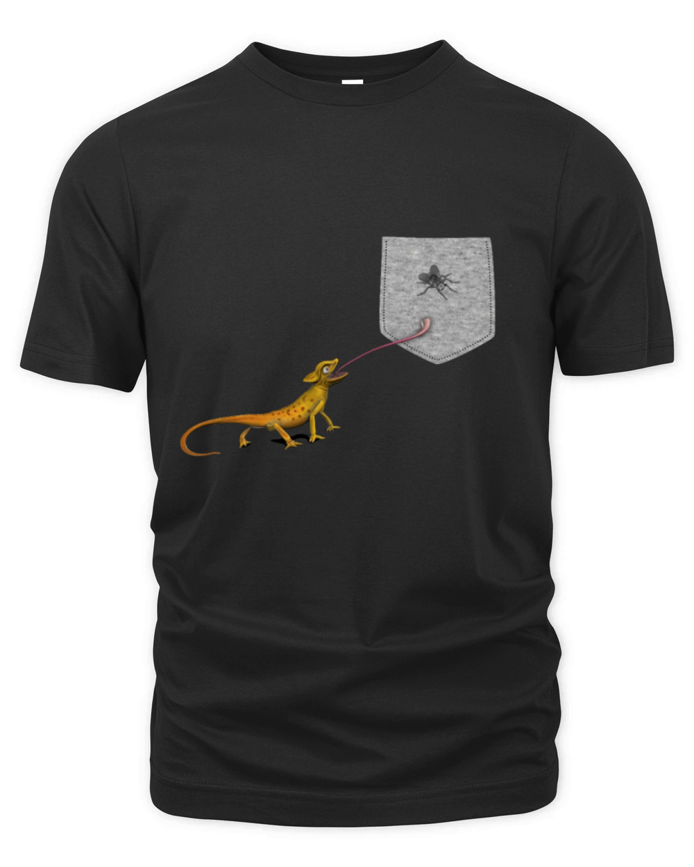 Lizard Tongue Reaching For Fly In Fake Pocket Fun Organic Unisex T-shirt
