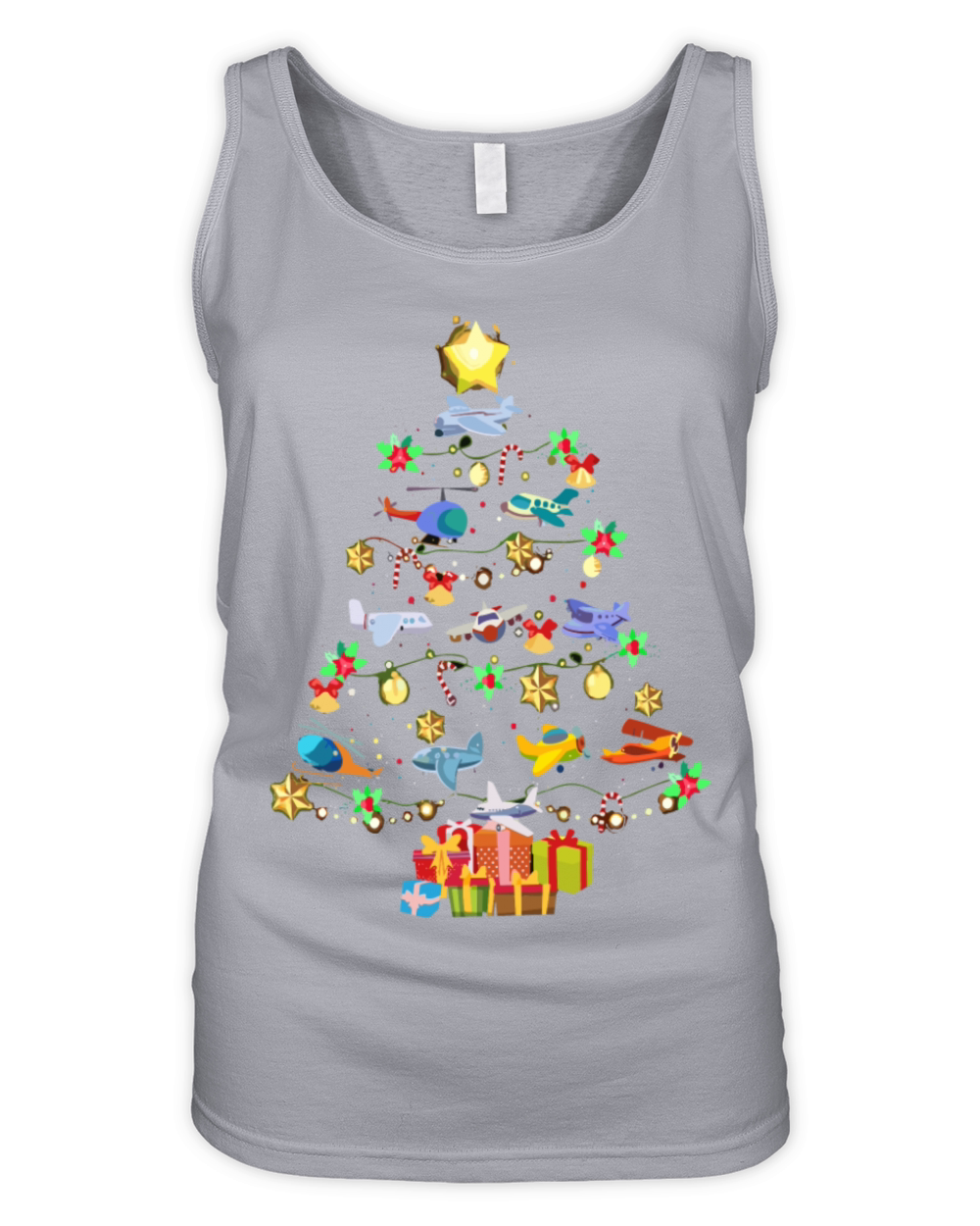 Airplane Christmas Tree Organic Women's Tank Top