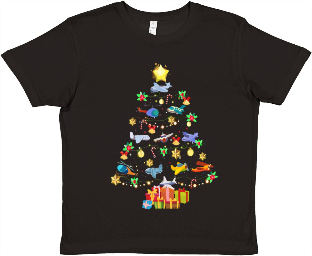 Airplane Christmas Tree Premium Kids Crewneck T-shirt