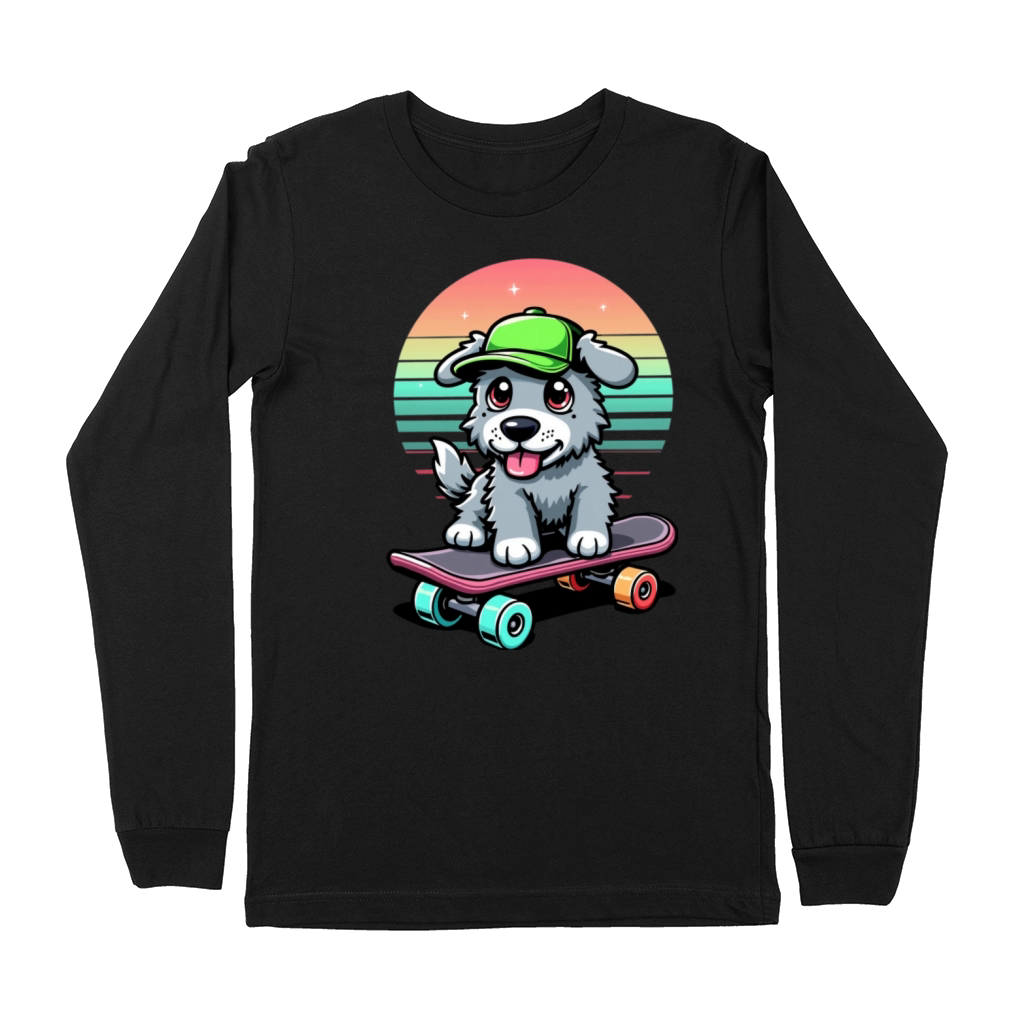 Retro Gaming Dog on a Skateboard Premium Long Sleeve