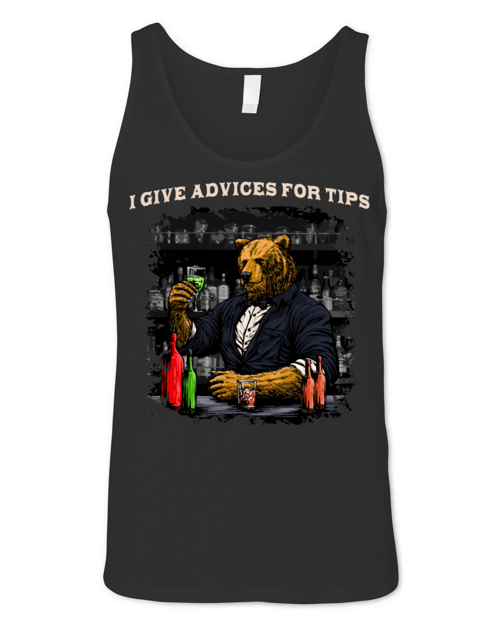 I Give Advices for Tips Funny Bartender Humor Bart Unisex Jersey Tank