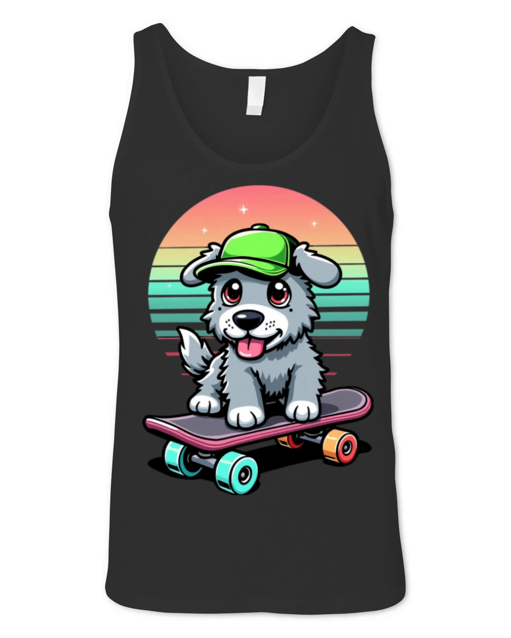 Retro Gaming Dog on a Skateboard Unisex Jersey Tank