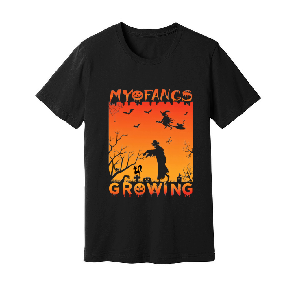 my fangs growing funny Halloween Unisex Jersey Tee