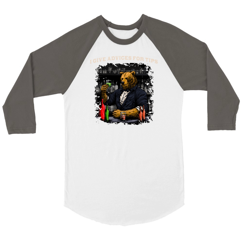 I Give Advices for Tips Funny Bartender Humor Bart Unisex ¾ sleeve Raglan T-shirt
