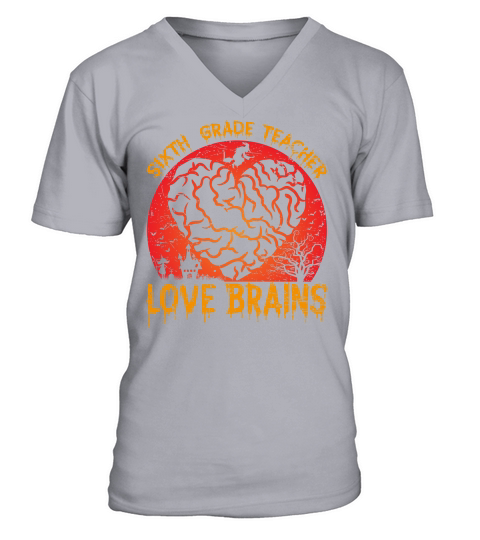 6th Grade Teachers Love Brain1 V-Neck T-shirt