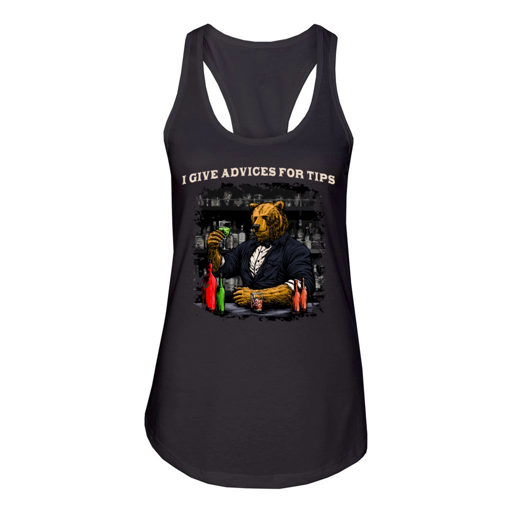 I Give Advices for Tips Funny Bartender Humor Bart Women's Racerback Tank