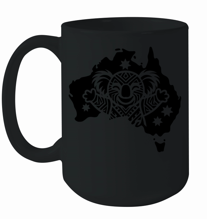 Happy Australian Koala Continent Tattoo Style Ceramic Mug