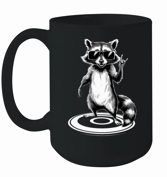 Rock On Concert Festival Music Funny Raccoon Ceramic Mug